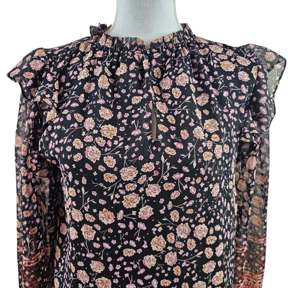Rachel Zoe Ruffled Floral Cottagecore Blouse In Small - Picture 2 of 8